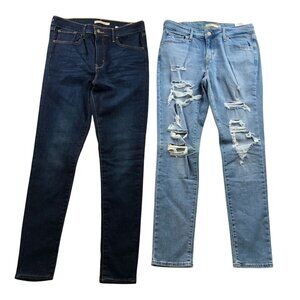 Levi's Womens Jeans Size 31 Lot Of Two 720 & 711 High Rise Skinny Distressed